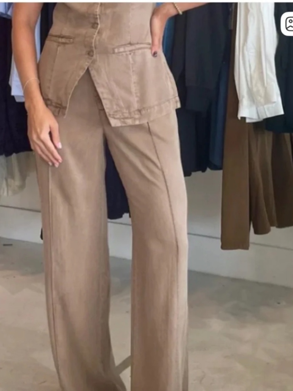 YFB Anthropologie Women's Easton Tan linen blend Wide Leg Pants, Sz Med - Picture 2 of 9